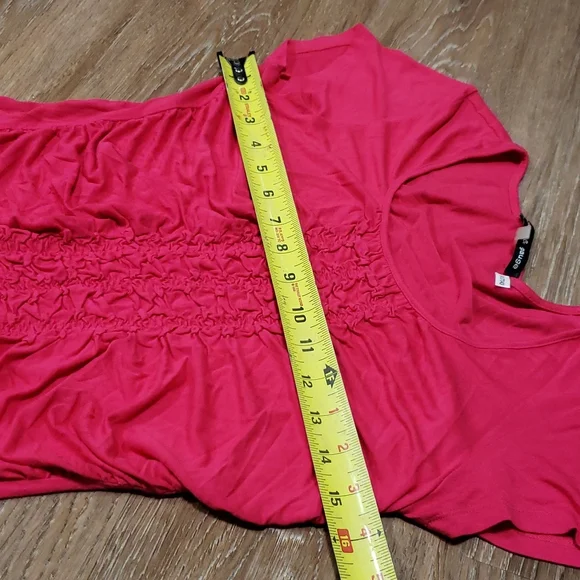 (M) Cable and Guage Fushcia Perfectly Ruched Tee Comfy Soft Casual Weekend - Picture 4 of 7